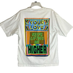 Uniqlo x Lakwena Size L White Cotton Tee T Shirt Your Love Keeps Lifting Me High
